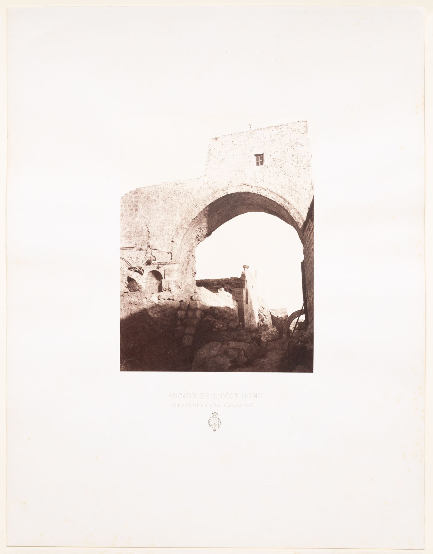 View of the Ecco-Homo Arch where Pontius Pilate presented Jesus to the people, Jerusalem, Ottoman Empire (now in Israel)