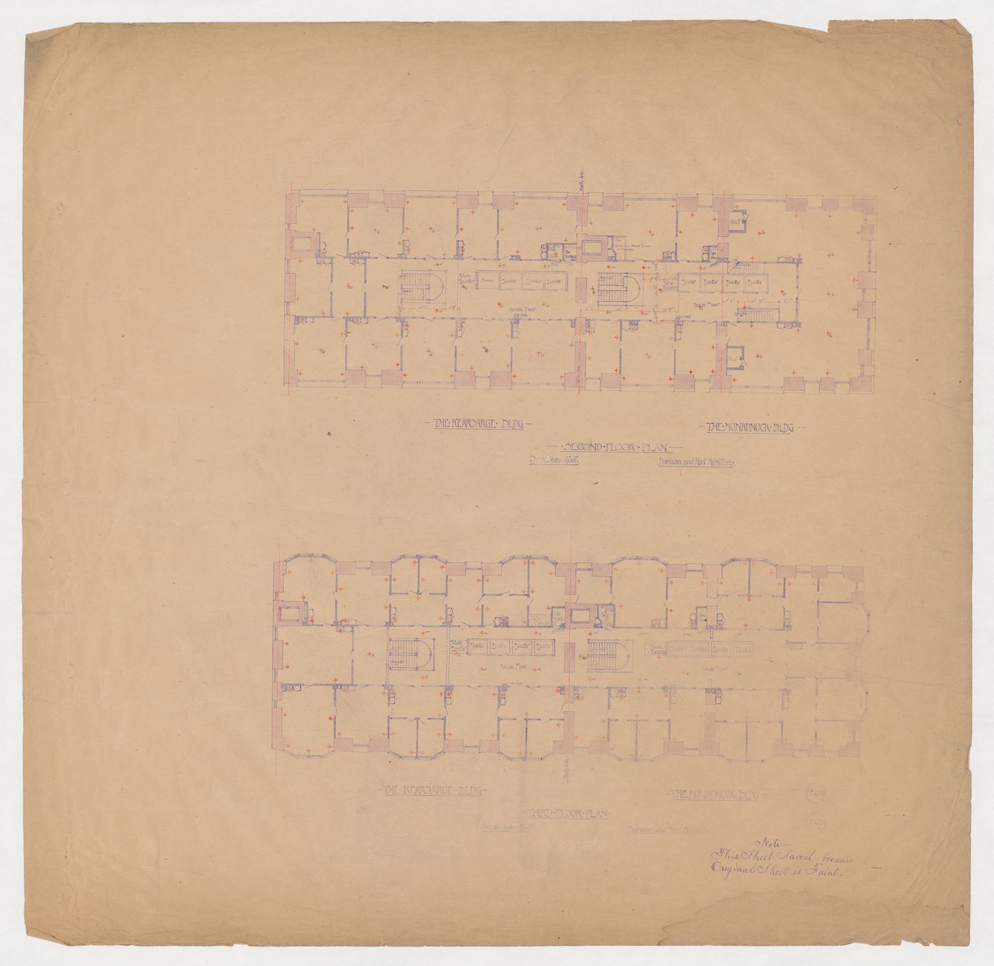 Monadnock and Kearsarge Buildings, Chicago: Second and third floor plans