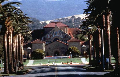 Slide of church (possibly Stanford Memorial Church) for research for Olmsted: L'origine del parco urbano e del parco naturale contemporaneo