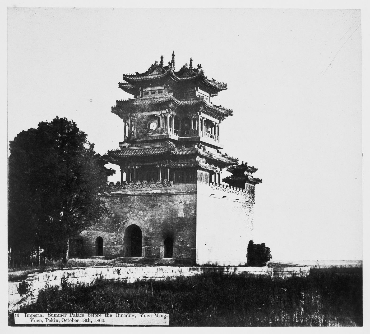 View of the Belvedere of the God of Literature [Wen Chang Di Jun Ge] (now known as the Studio of Literary Prosperity or Wen Chang Ge), Garden of the Clear Ripples [Qing Yi Yuan] (now known as the Summer Palace or Yihe Yuan), Peking (now Beijing), China