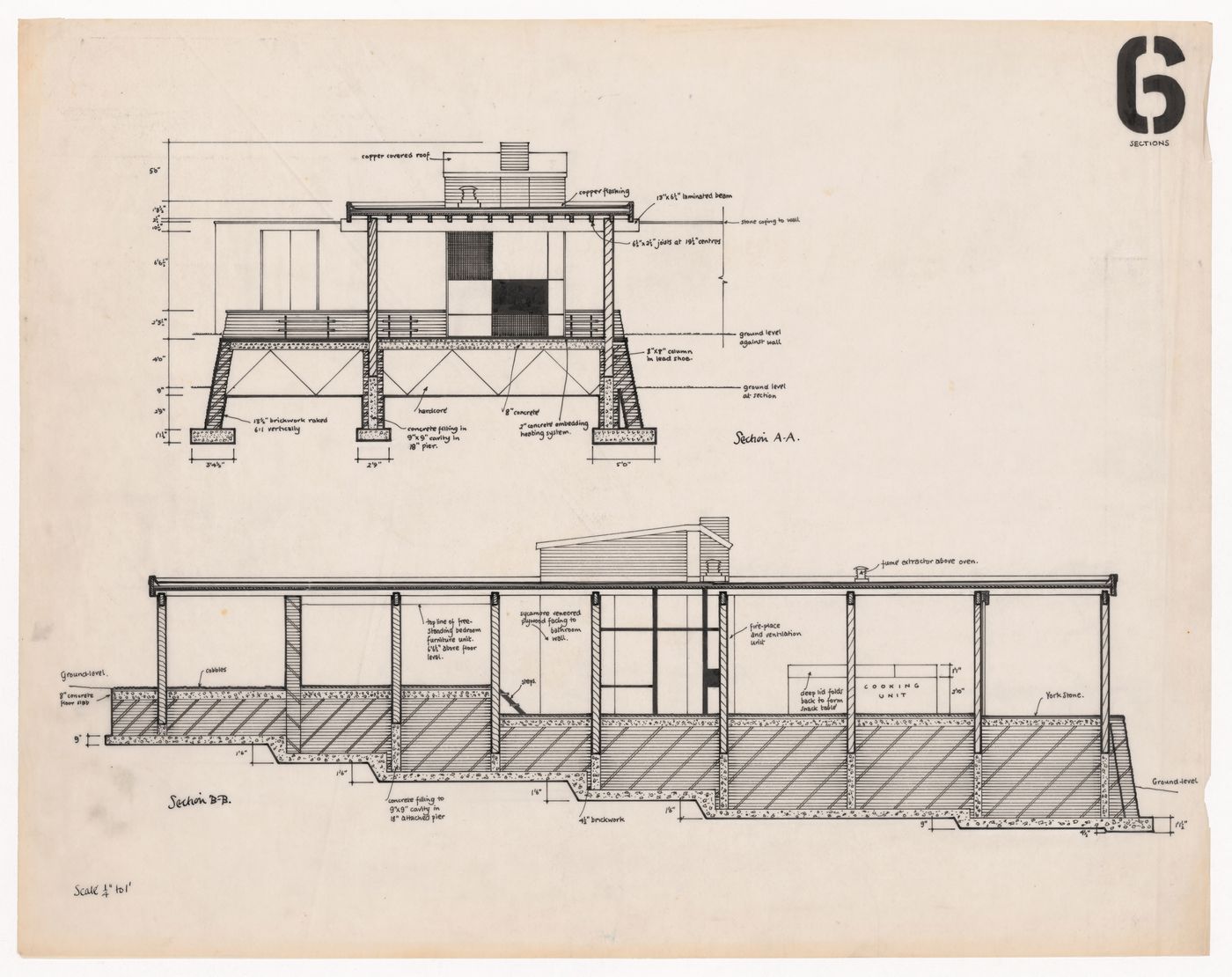 Housing sections for The Shape of Cambridge: A Plan, Cambridge University, England