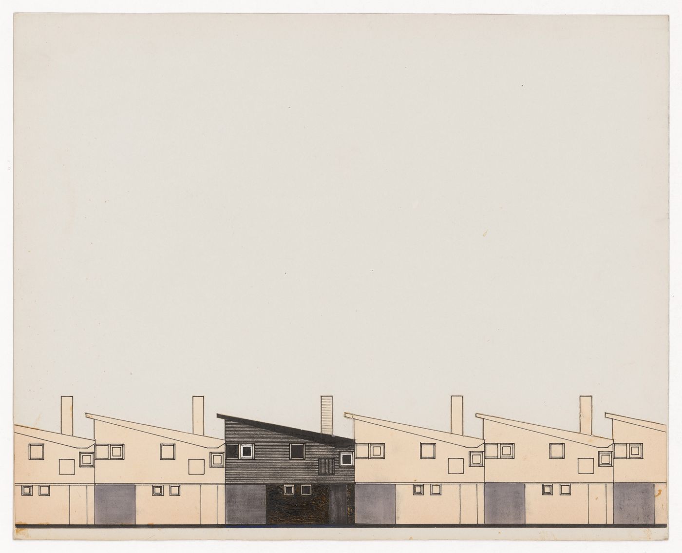 Housing elevation for The Shape of Cambridge: A Plan, Cambridge University, England