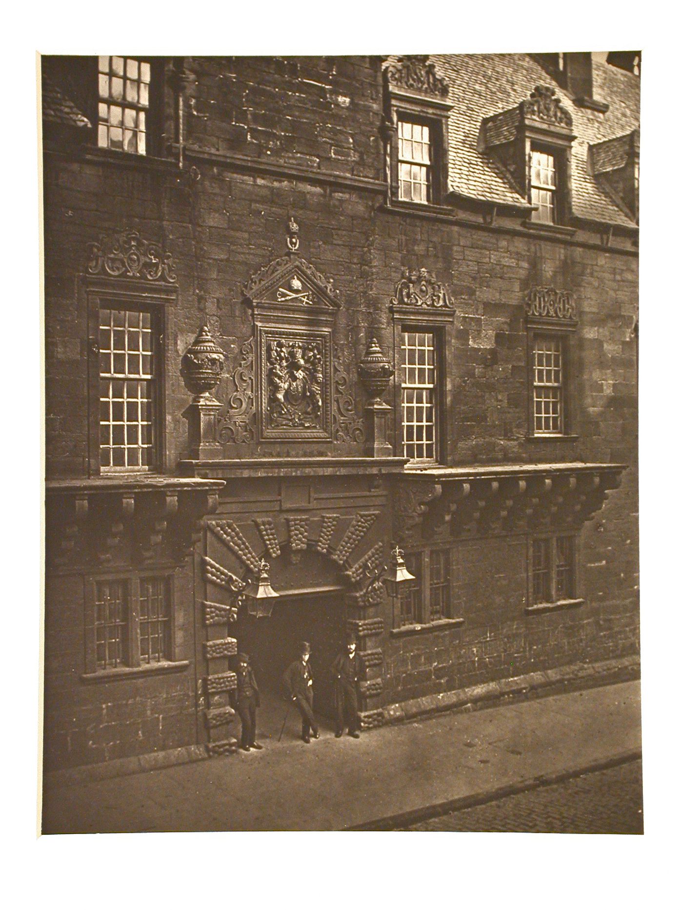 View of doorway of Old College, Glasgow, Scotland