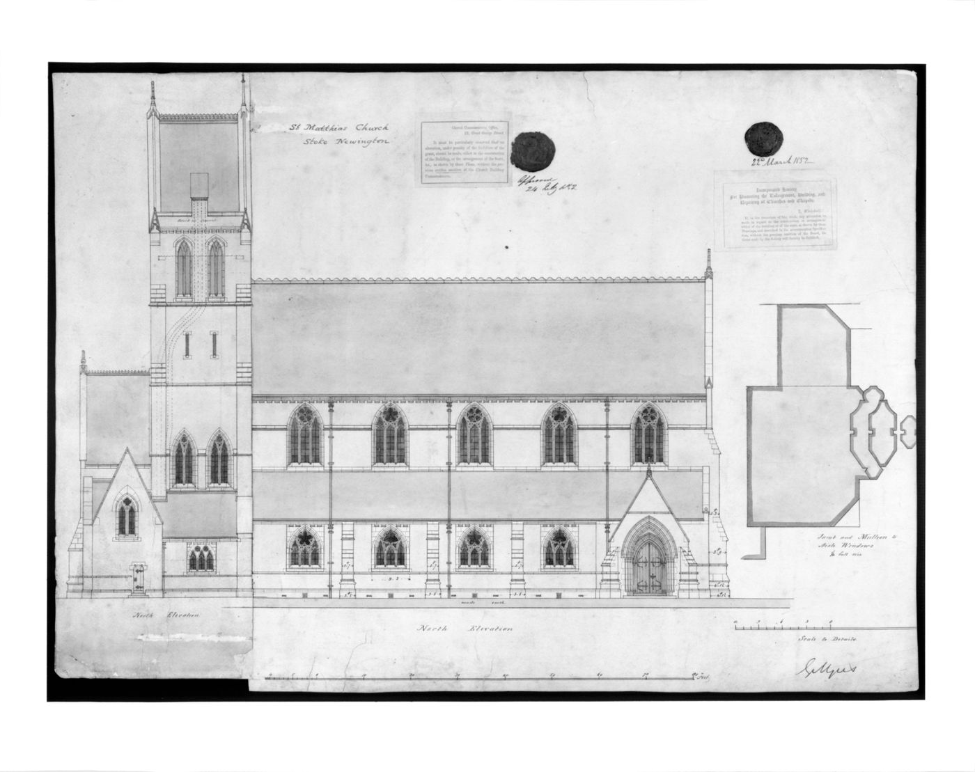 Church of St Matthias, Stoke Newington, London, England: north elevation