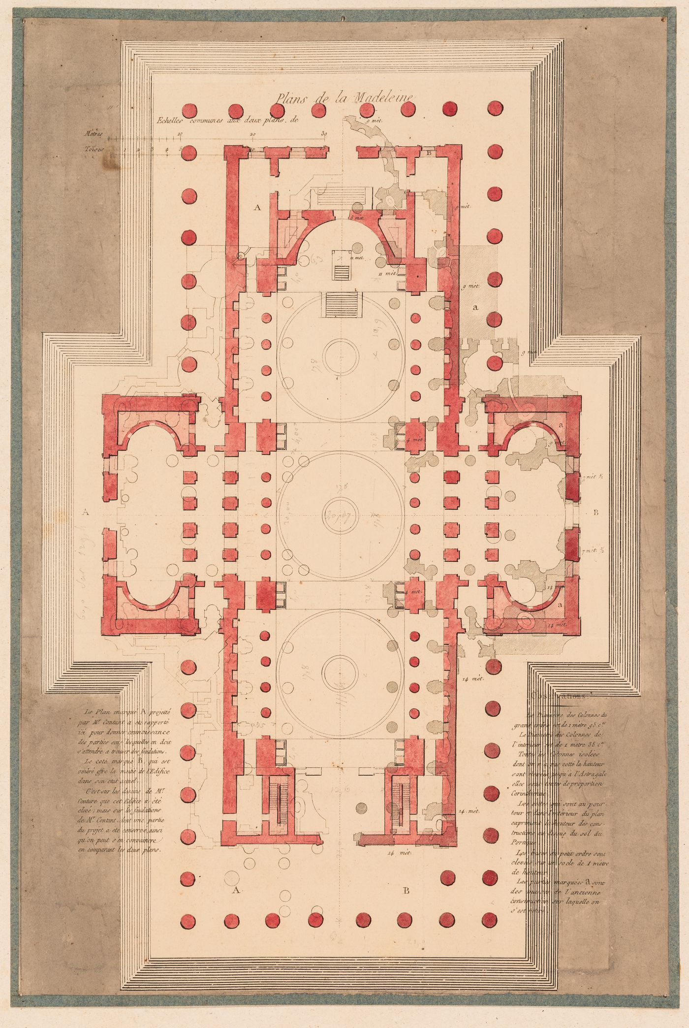 Project for the conversion of the Église de la Madeleine into a Temple de la Gloire, Paris: Plan