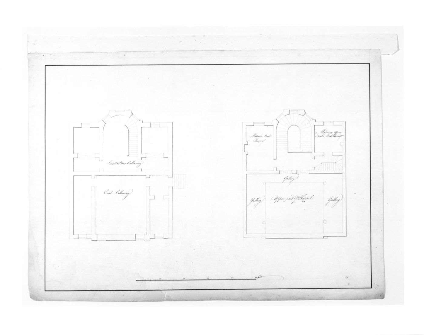 Plan of the cellar and upper chapel for the City of London's Lying-In Hospital, City Road