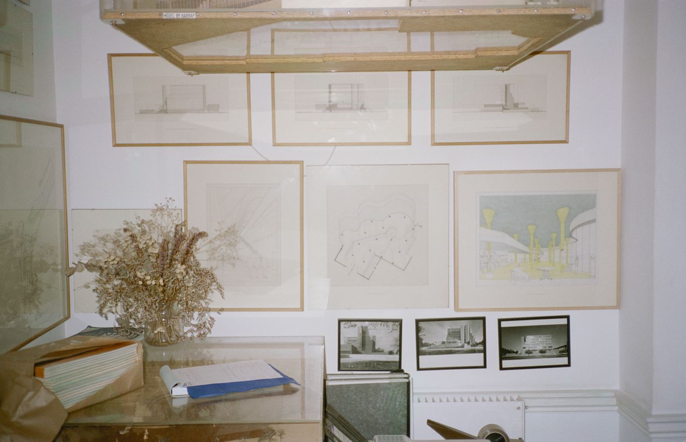 Interior view of the office of James Stirling, Michael Wilford and Associates on Fitzroy Square in London