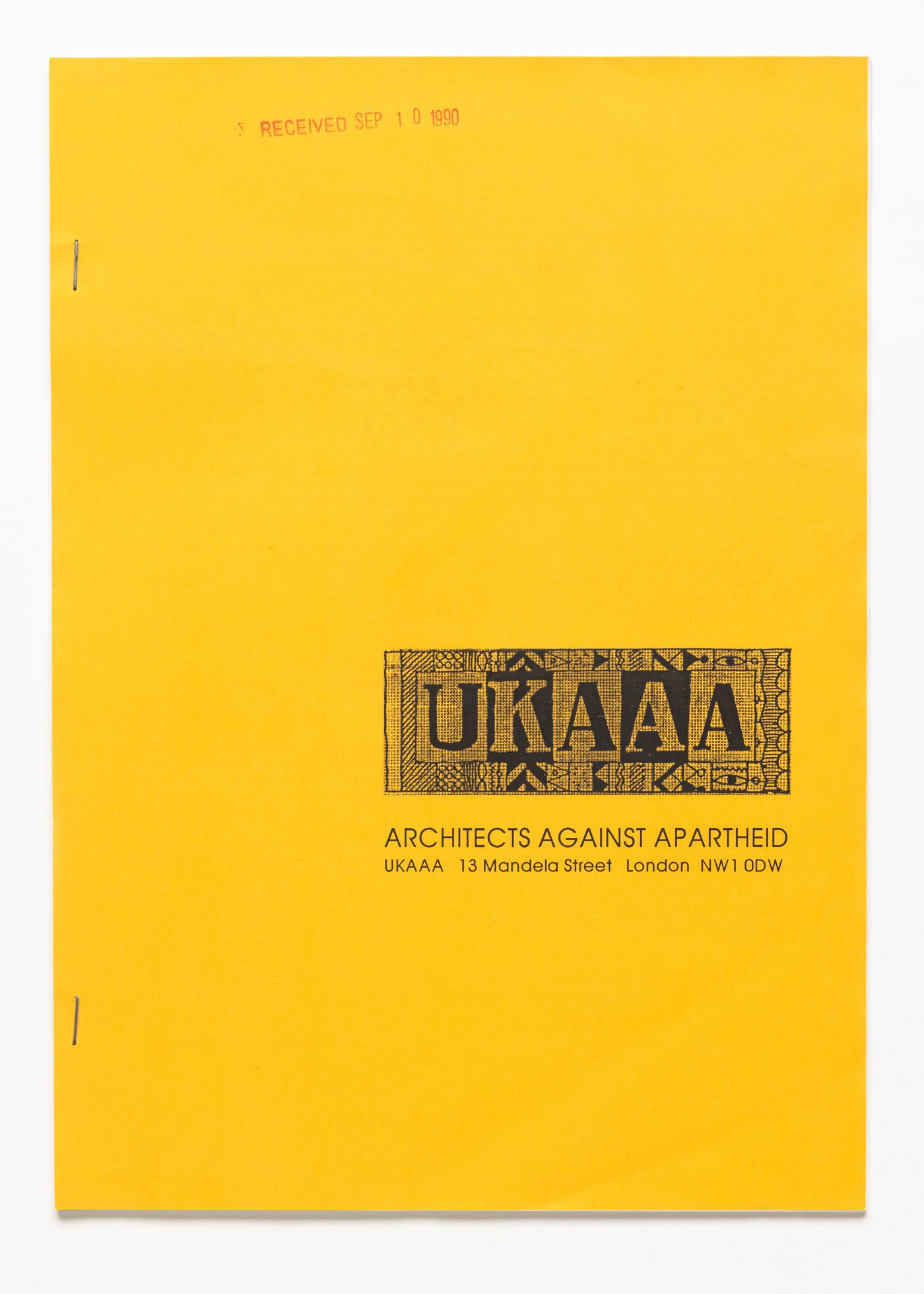 Publication of the UKAAA (United Kingdom Architects Against Apartheid)