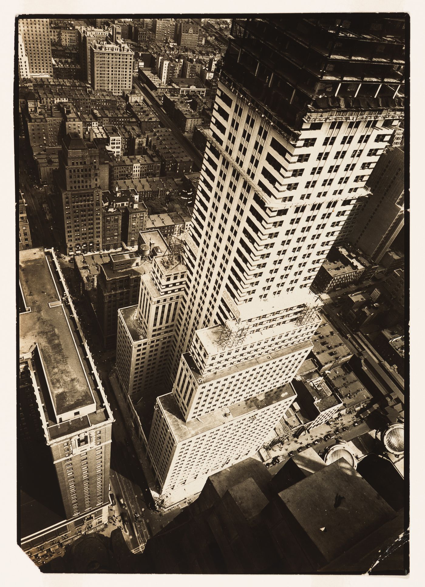 Chrysler Building under construction, looking down from above, Manhattan, New York City, New York