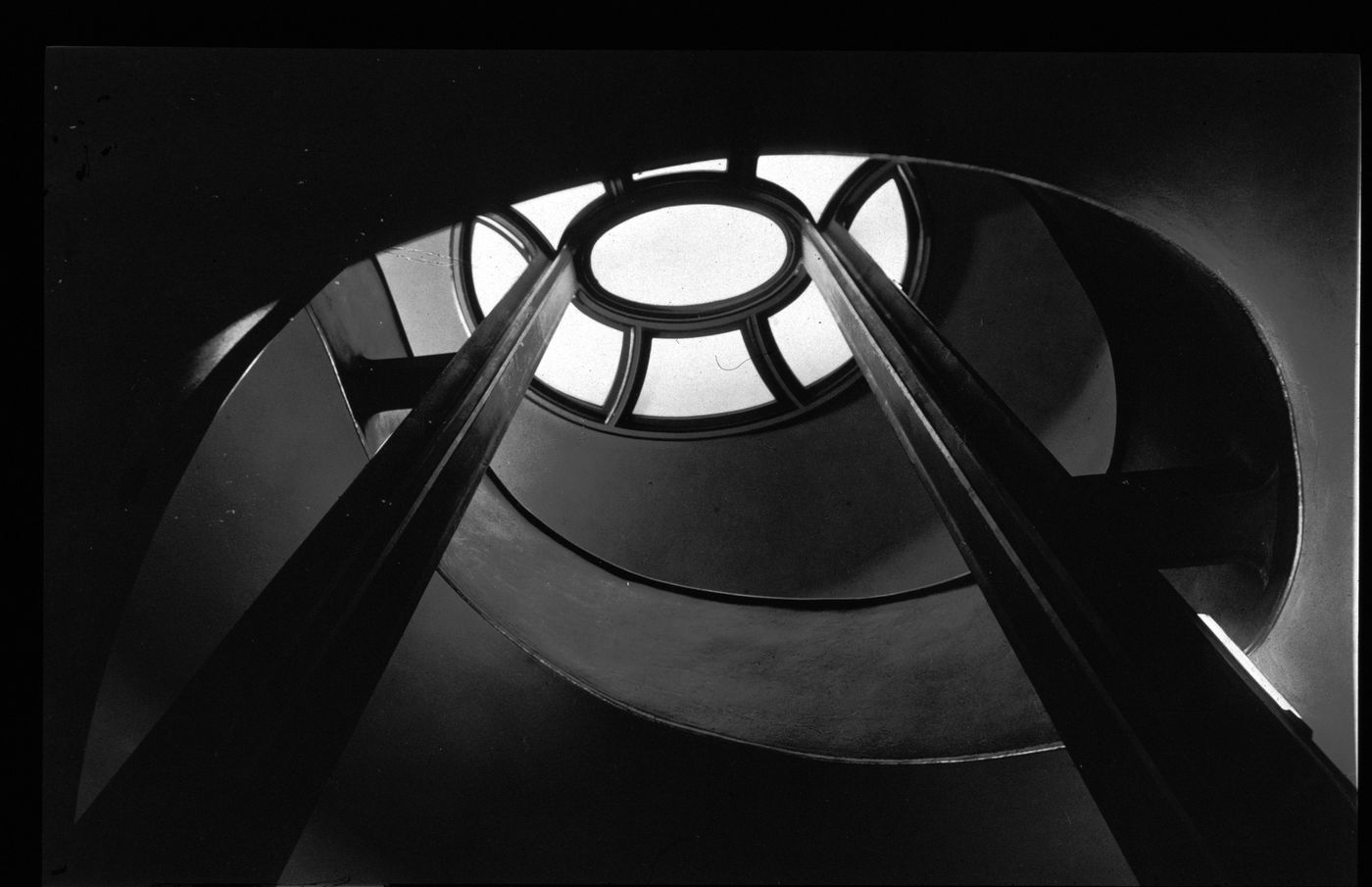 Interior view of a stairwell of the Capitol Cinema (now demolished) looking up to the skylight, Berlin, Germany