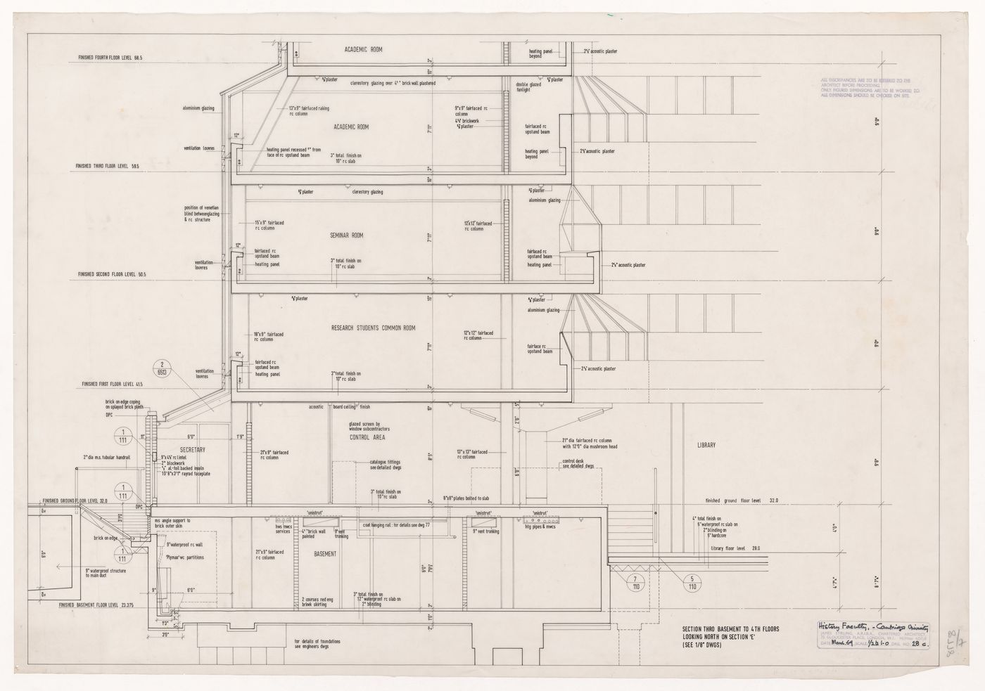 Section for History Faculty Building, University of Cambridge, Cambridge, England