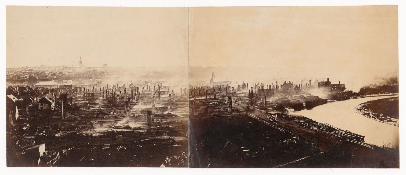 Panoramic view of ruins after the fire, Québec, Québec