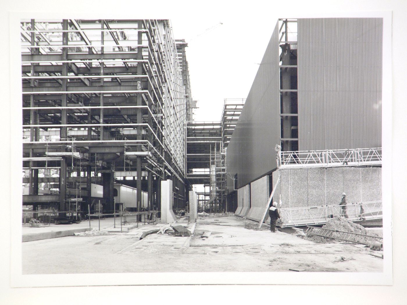 View of construction of steel structure for power station, United Kingdom