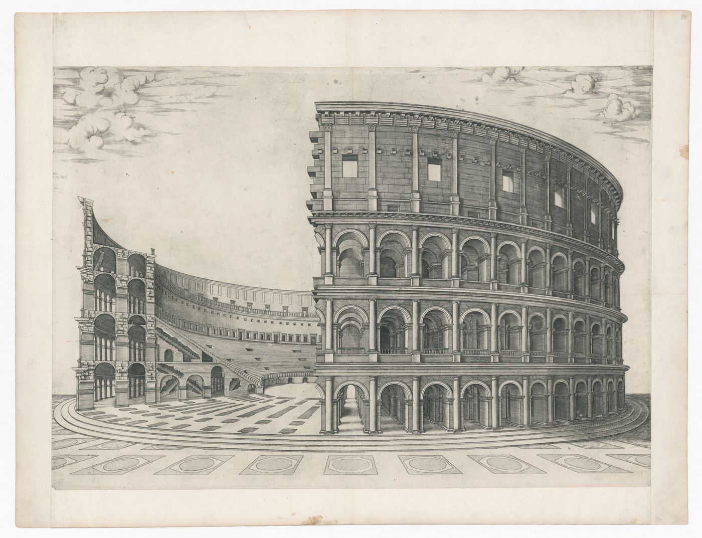 Cutaway perspective reconstruction of the Colosseum, Rome