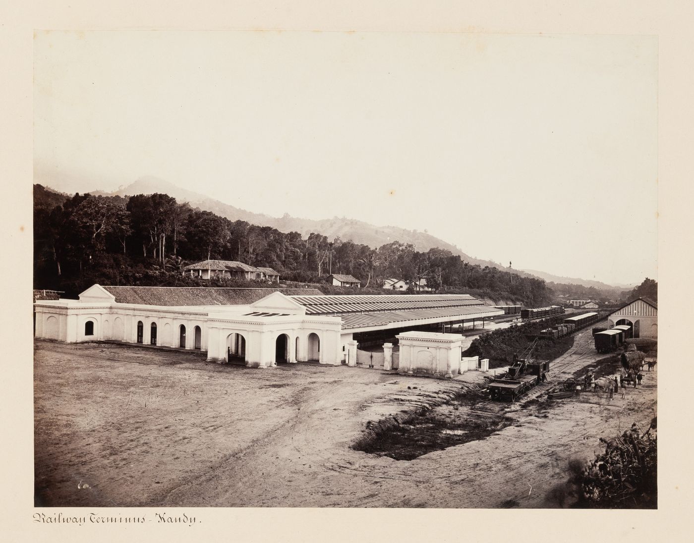 View of the Kandy Railway Station, Kandy, Ceylon (now Sri Lanka)