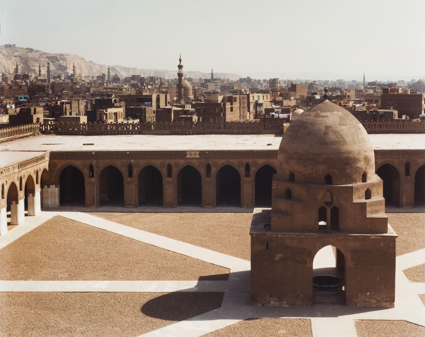 Mosque of Ibn Tulan, overview looking down into courtyard, Cairo, Egypt