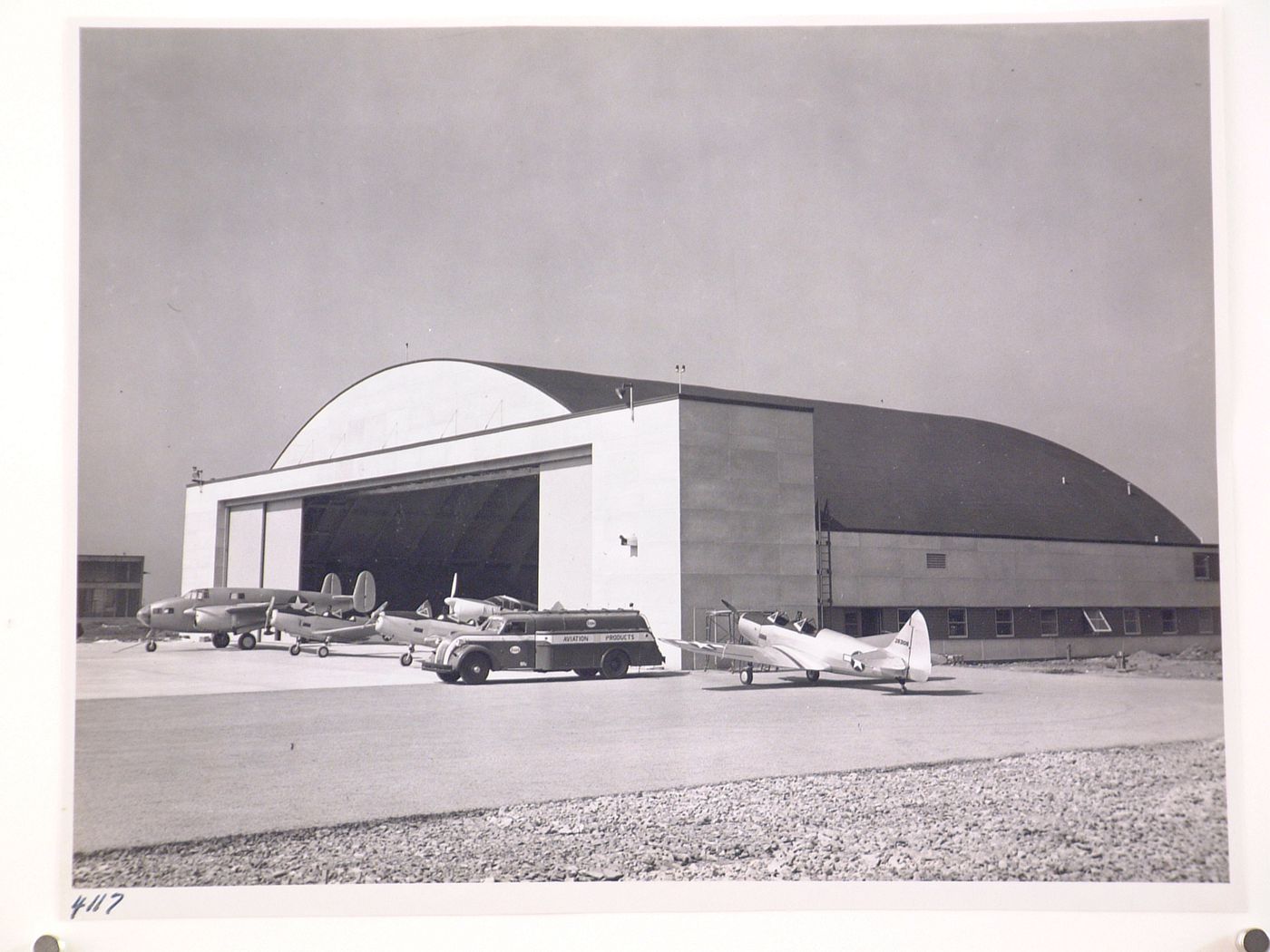 View of the principal and lateral façades of the Hangar Building, Fairchild Engine and Airplane Corporation Aircraft division Assembly Plant, Hagerstown, Maryland