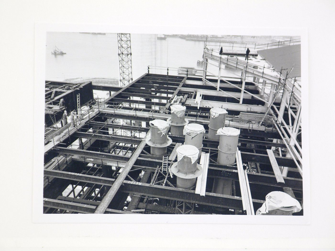 View of construction of power station, from above, United Kingdom