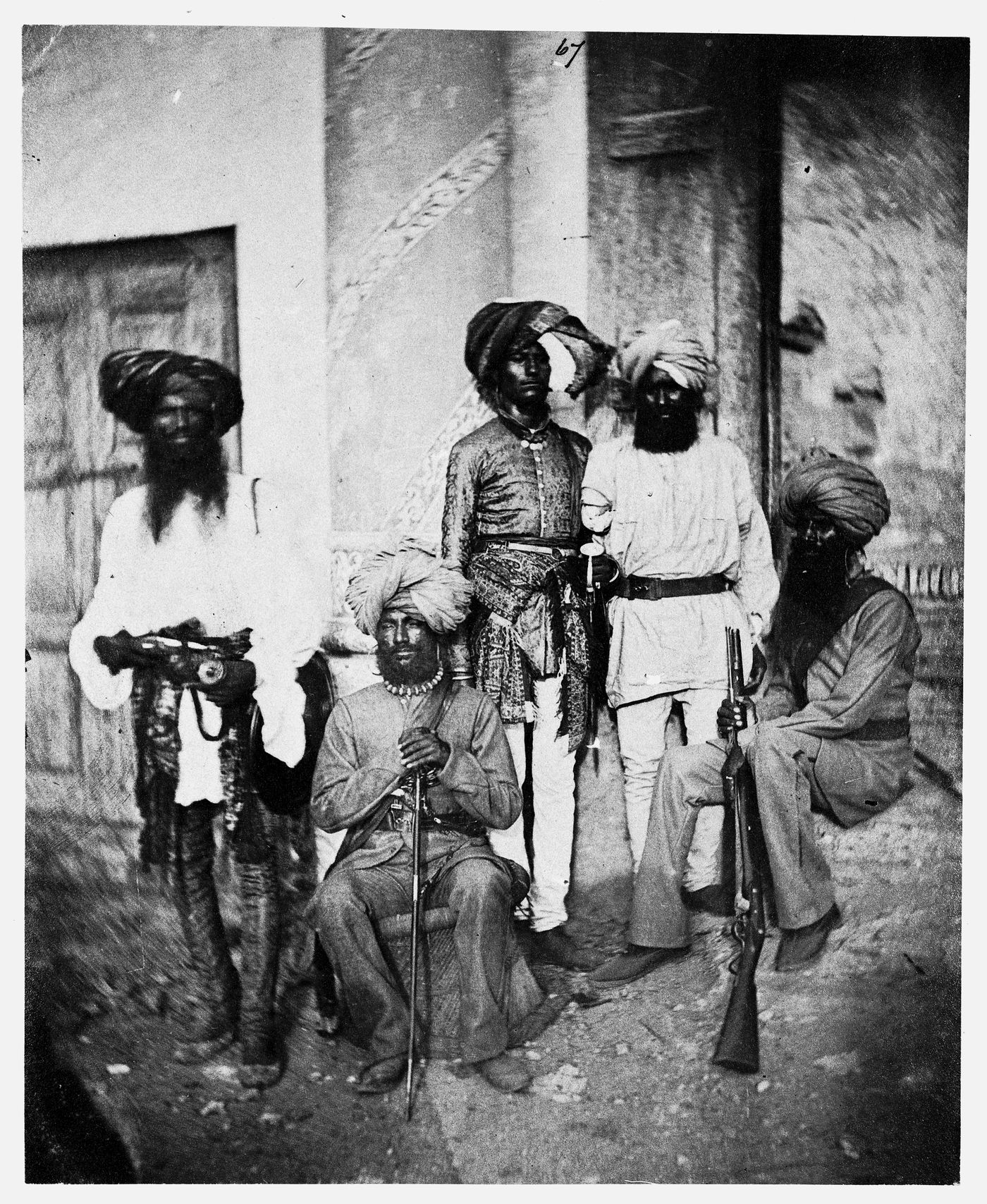 Group portrait of Sikh soldiers of the 15th Punjab Regiment, Lucknow, India