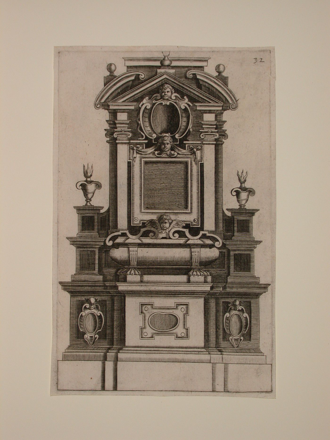 Design for a sepulchral monument with a split pediment