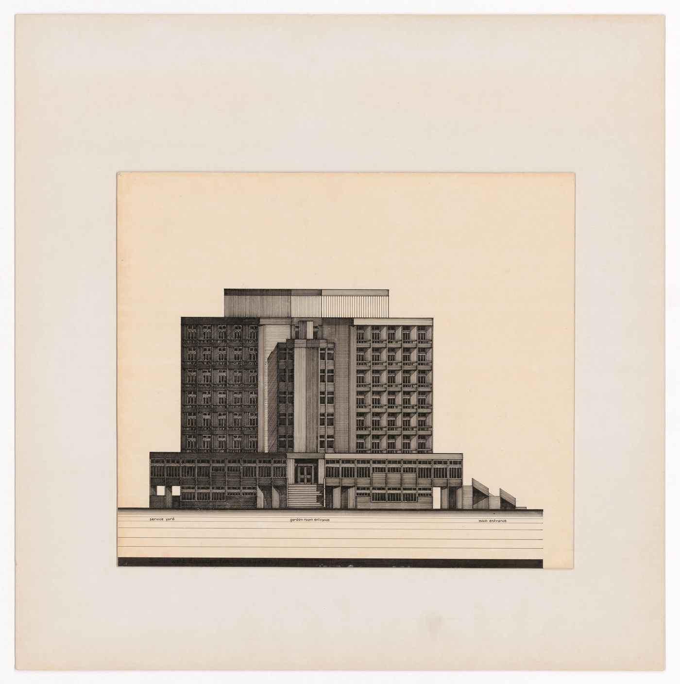 Dormitory elevation for The Shape of Cambridge: A Plan, Cambridge University, England