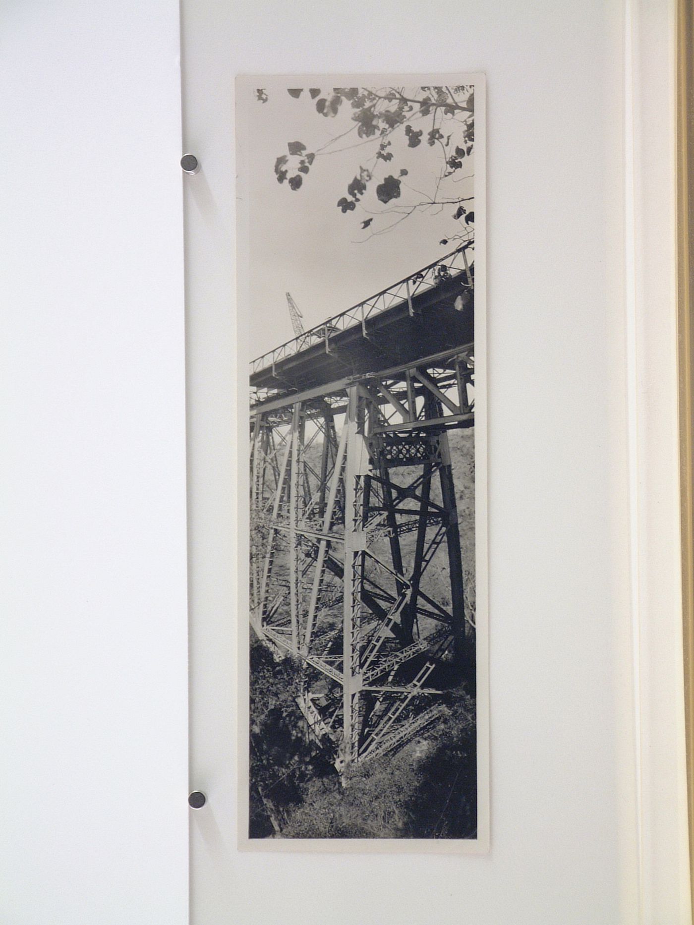 Vertical panoramic view of Victoria Falls Bridge under construction, Zambezi River, crossing the border between Victoria Falls, Zimbabwe and Livingstone, Zambia