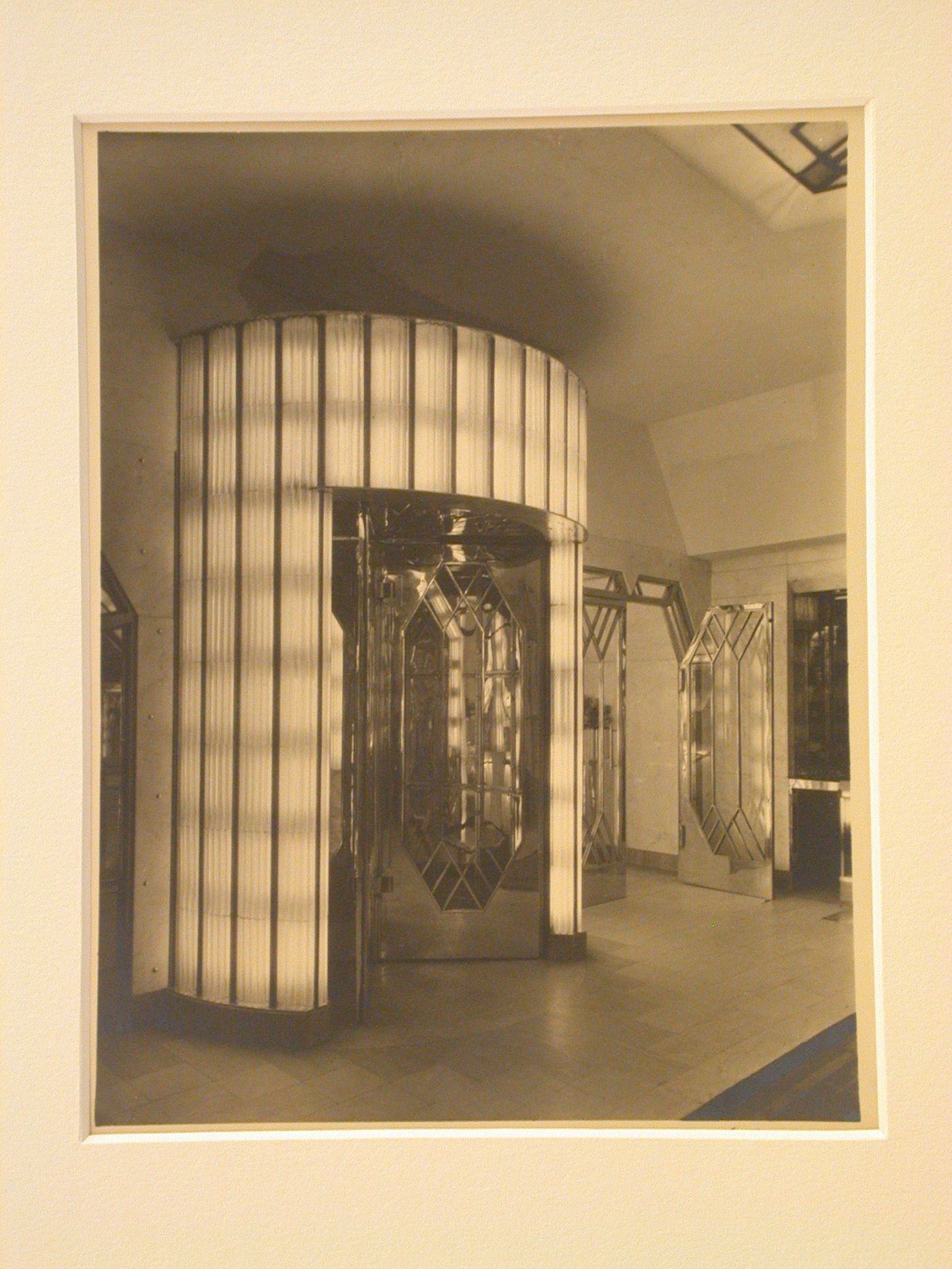 Interior, view of revolving door, Strand Palace Hotel, London, England