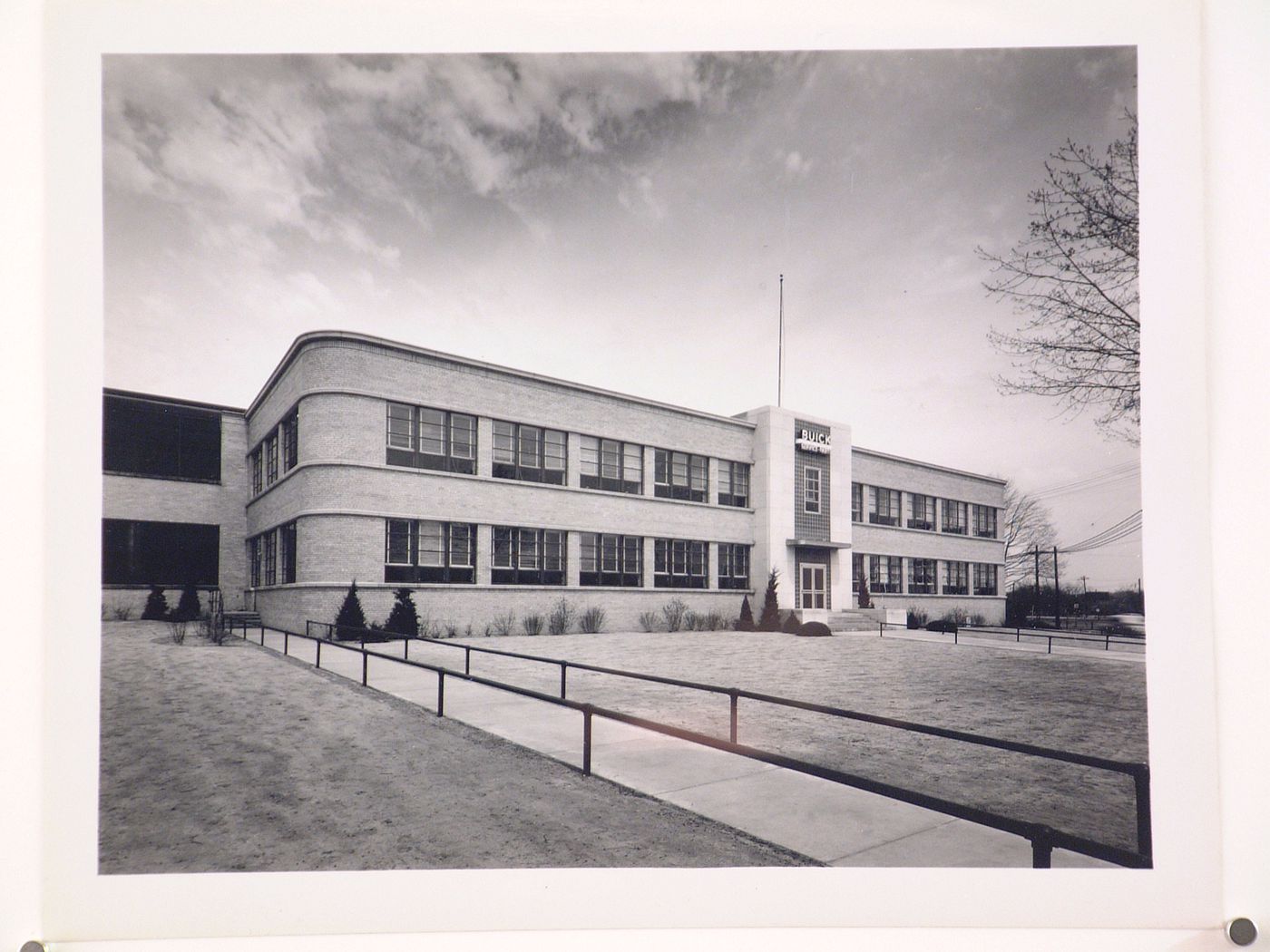 View of the principal façade of the Administration Building, General Motors Corporation Buick division Airplane Assembly Plant, Flint, Michigan