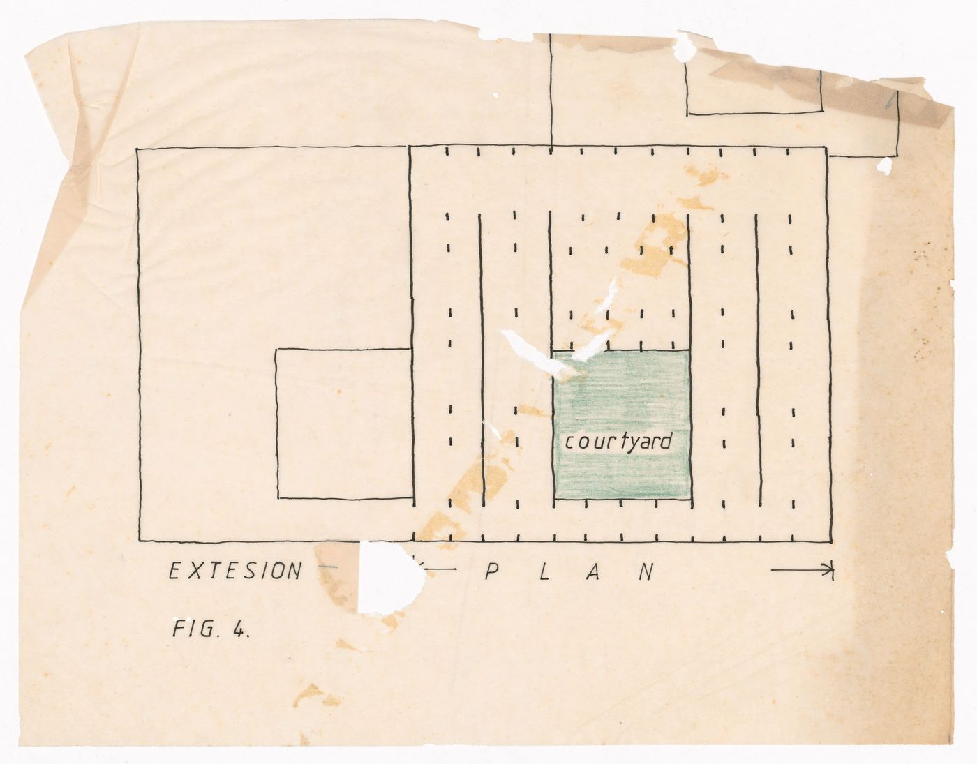 Extension plan of courtyard of School of Art, Chandigarh