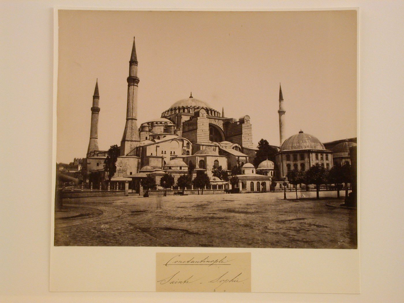 View of Hagia Sophia (also now known as Ayasofya Müzesi), Constantinople (now Istanbul), Ottoman Empire (now in Turkey)