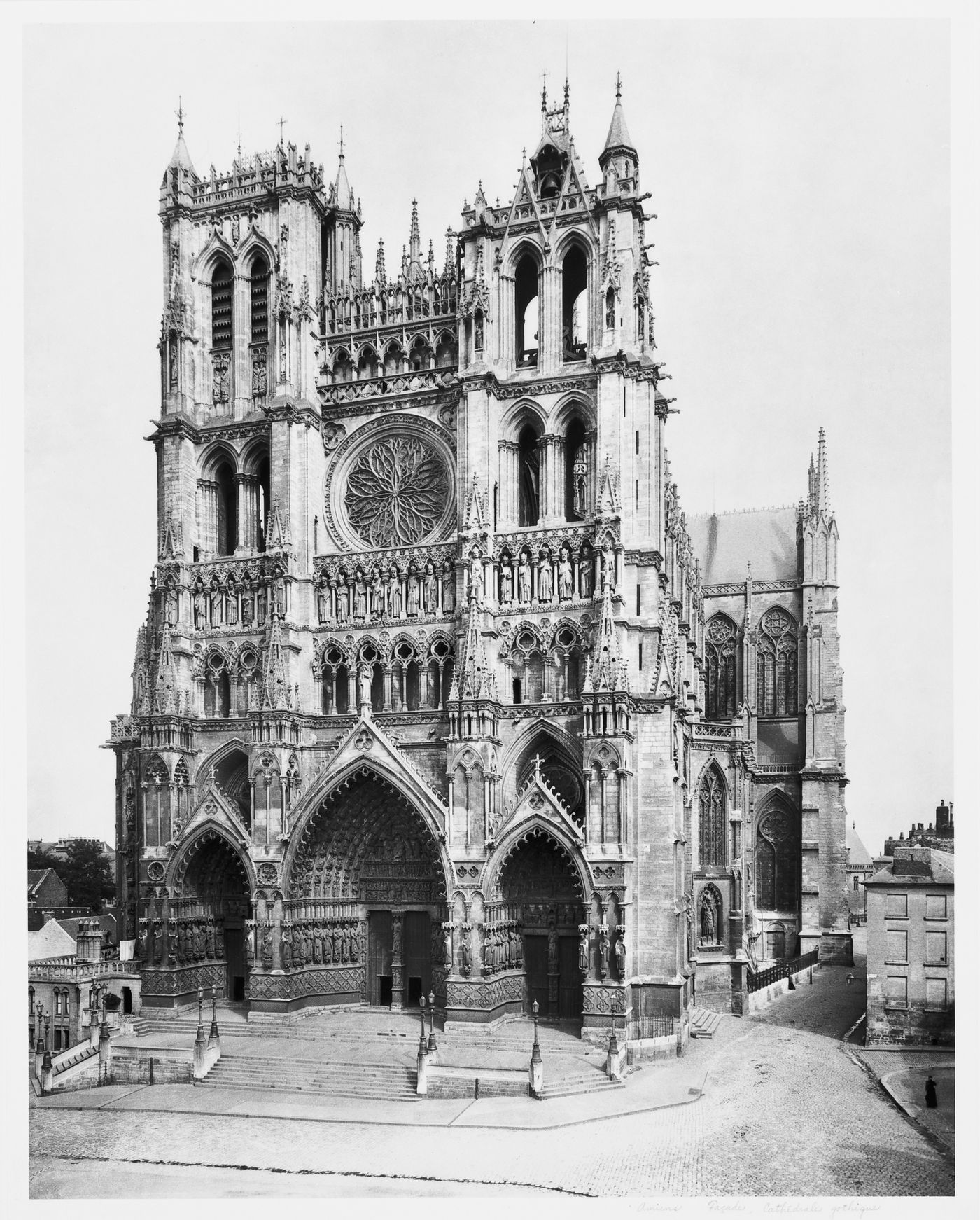 Exterior view of façade of cathedrale and souh side, Amiens, France