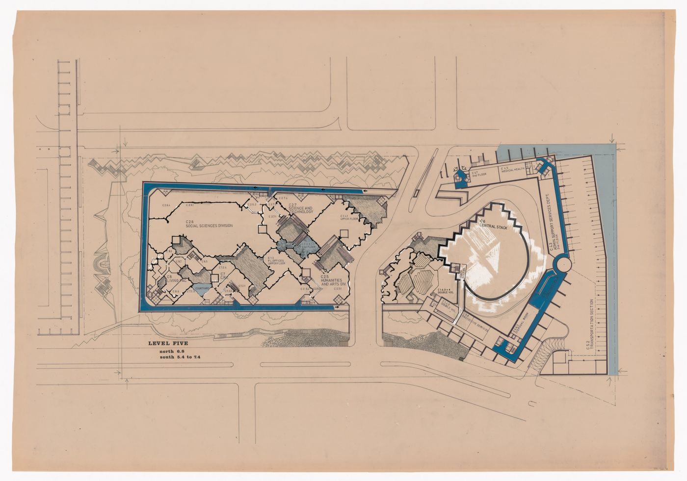 Plan for Pahlavi National Library Competition, Tehran, Iran