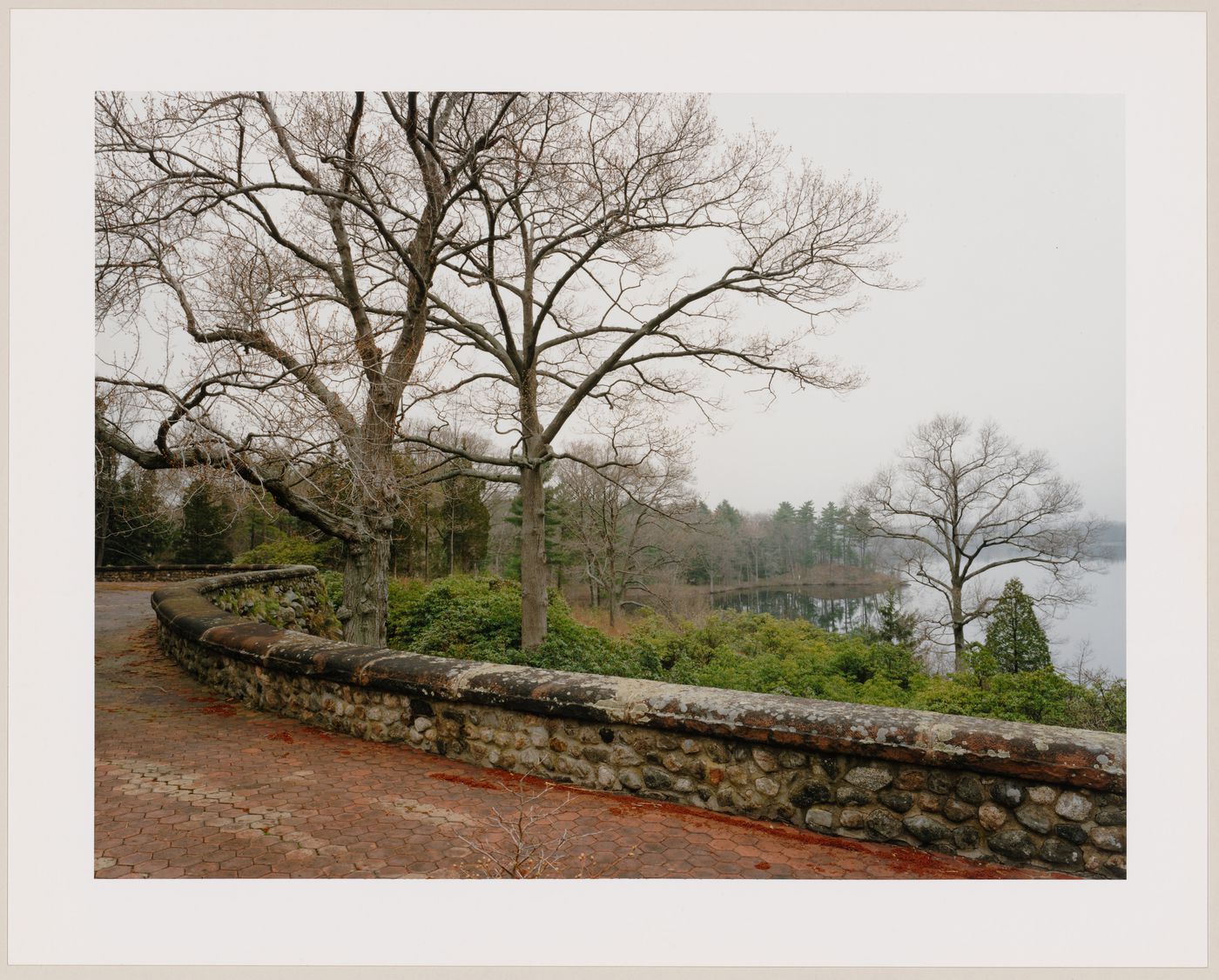 Viewing Olmsted: View along the terrace towards Lake Wenham, Morraine Farm, The John C. Phillips Estate, North Beverly, Massachusetts