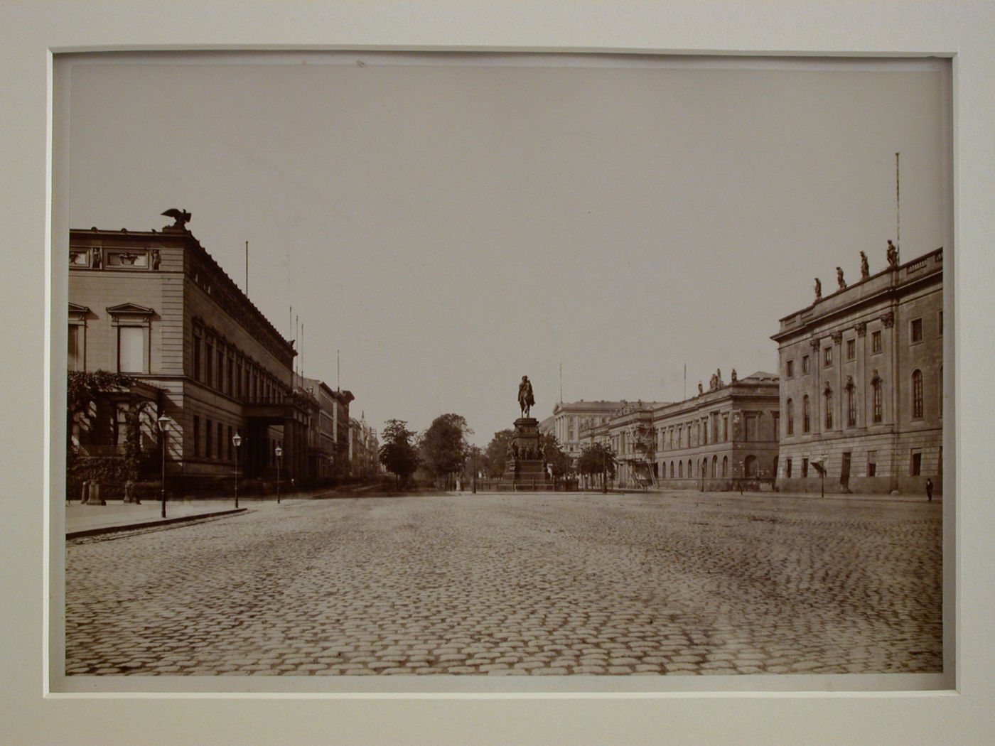 View down "Unter den Linden" toward equestrian statue, (probably from the west), Berlin, Germany