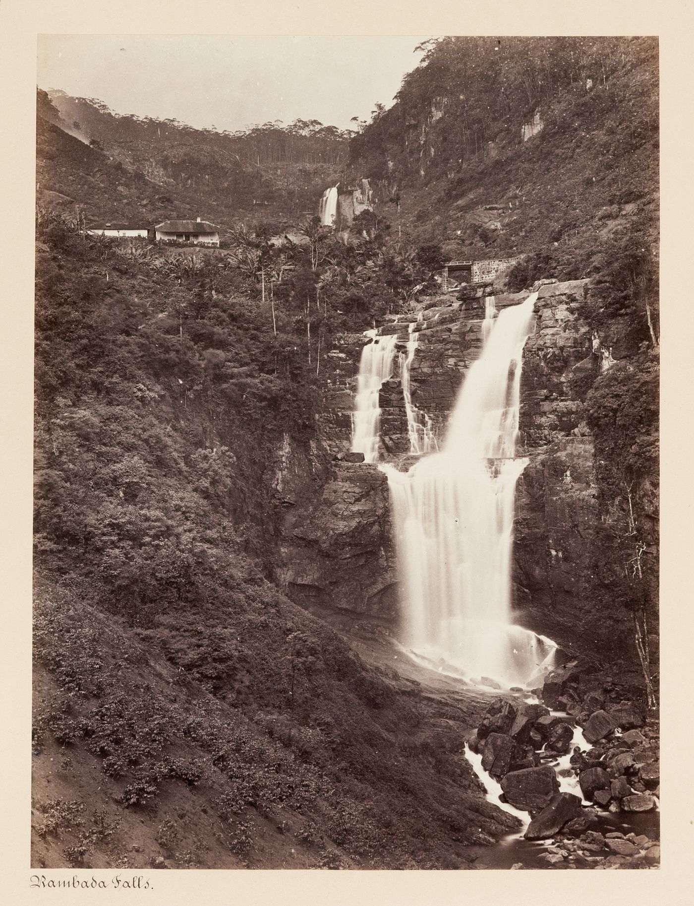 View of the Ramboda Ella Falls, Ramboda, Ceylon (now Sri Lanka)