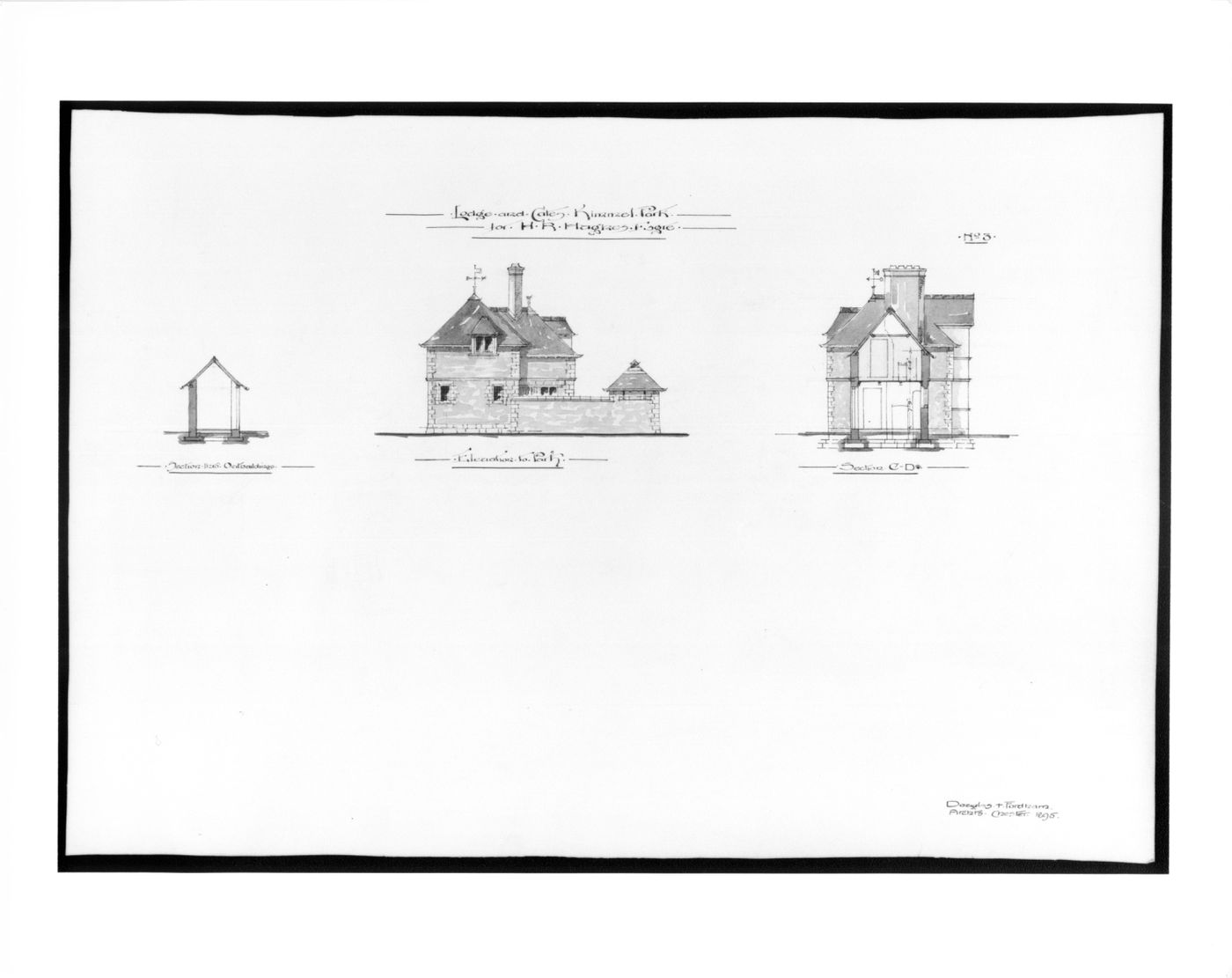 Kinmel Park - Lodge and gates - elevations and section