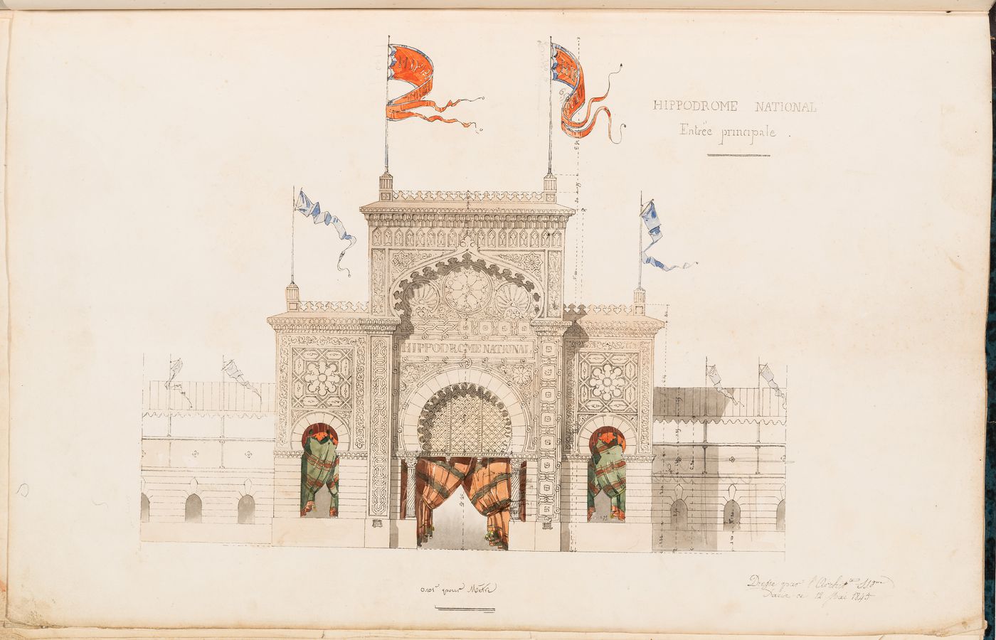 Hippodrome national, Paris: Elevation for the principal entrance