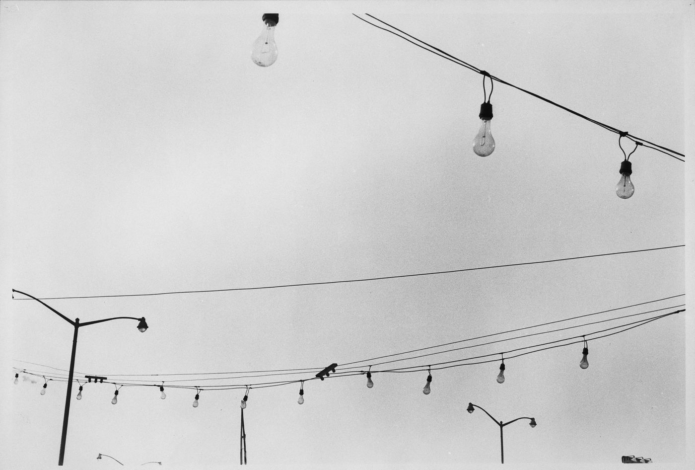 View of strings of lights and lampposts, Bruckner Boulevard, Queens, New York City, New York