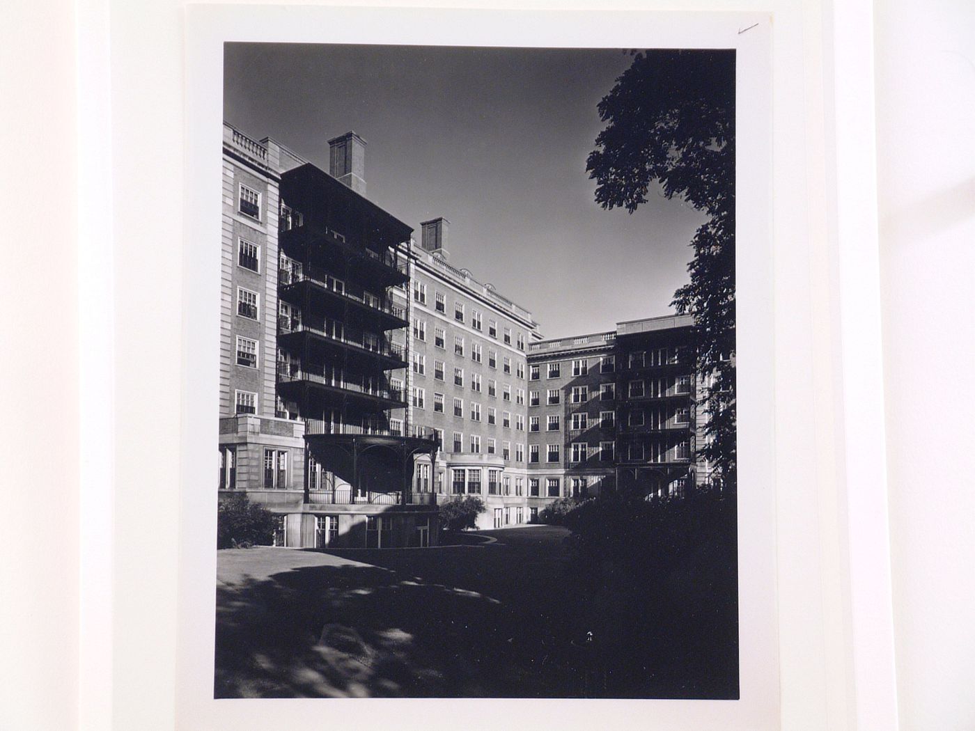 View of the rear façade of Clara Ford Nurses' Home, Henry Ford Hospital, Detroit, Michigan