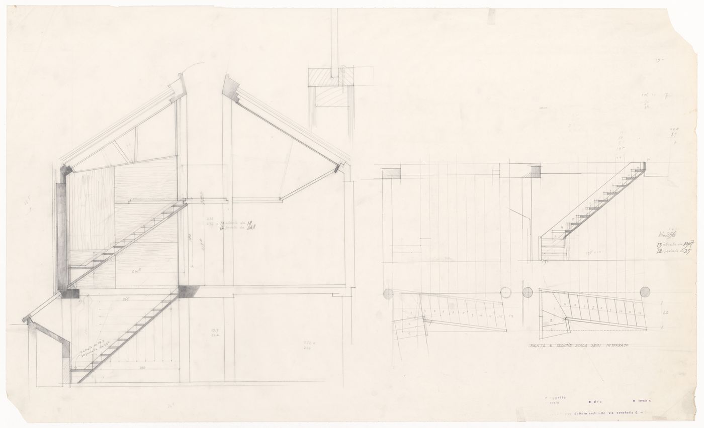 Sections and plans of stairs for Casa per vacanze Ferrario, Osmate, Italy