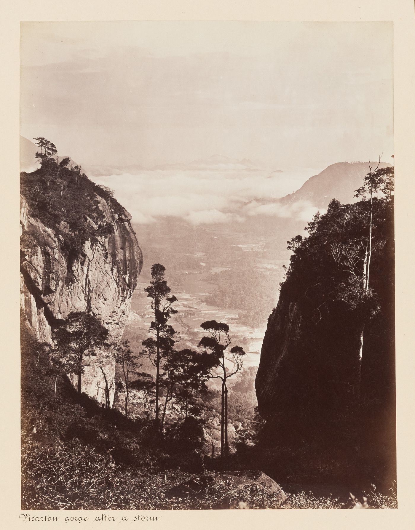 View of Vicarton Gorge, Matale (District), Ceylon (now Sri Lanka)