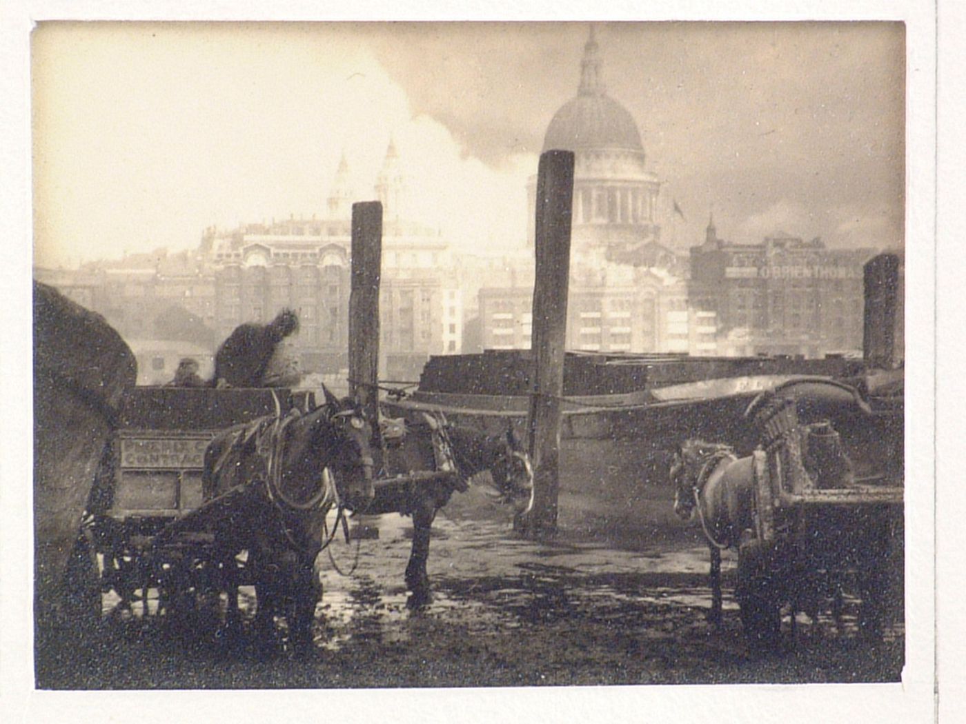 River bank scene, St. Paul's in the background, London, England