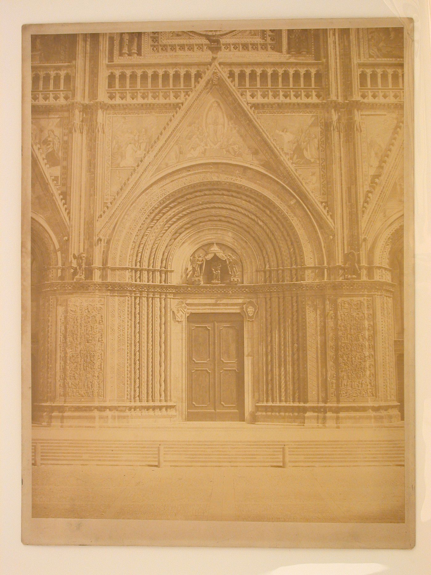 View of the main portal on the western façade of the Cathedral of Orvieto, Italy