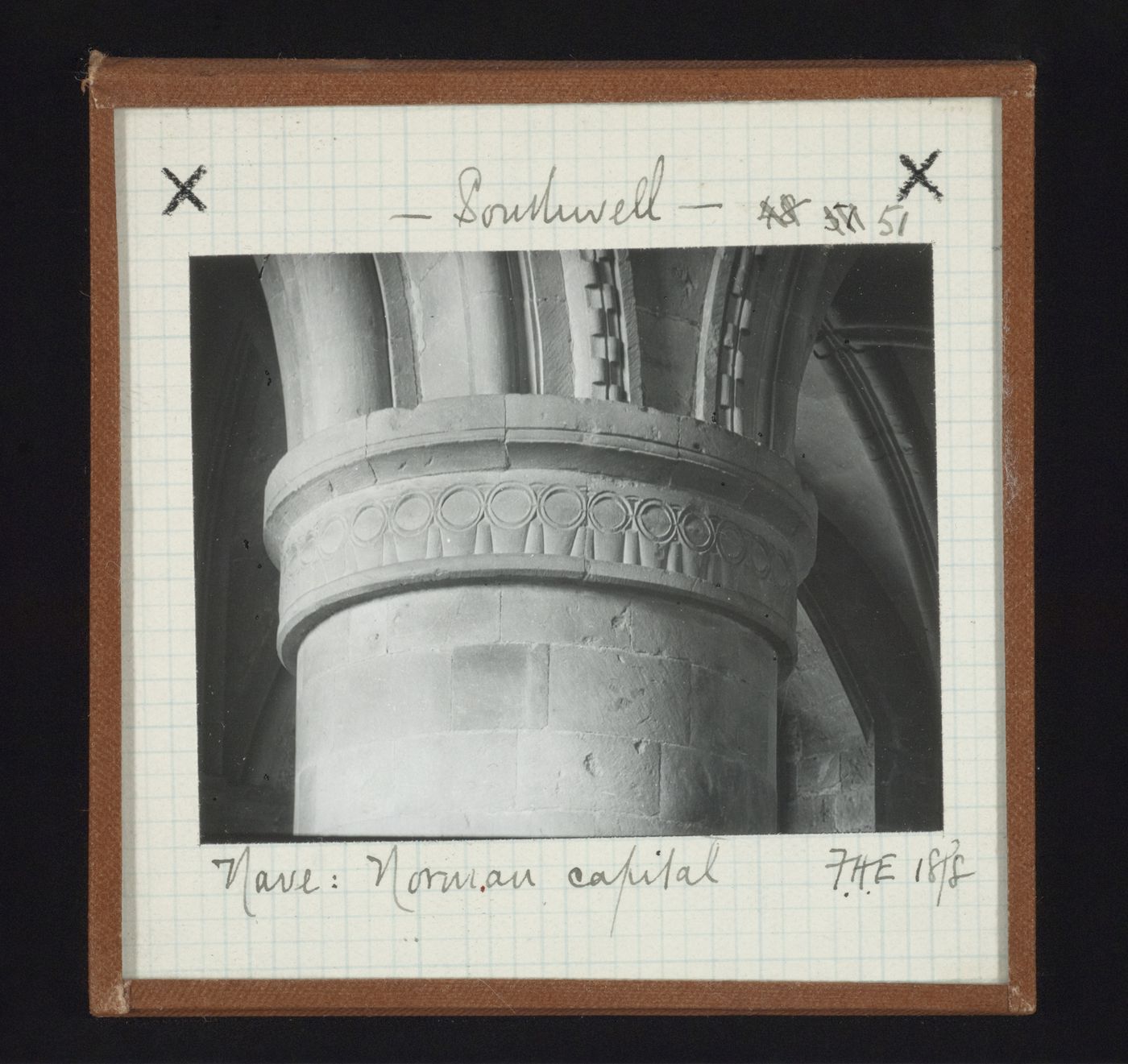 View of norman capital in nave of Southwell Minster, Southwell, Nottinghamshire, England