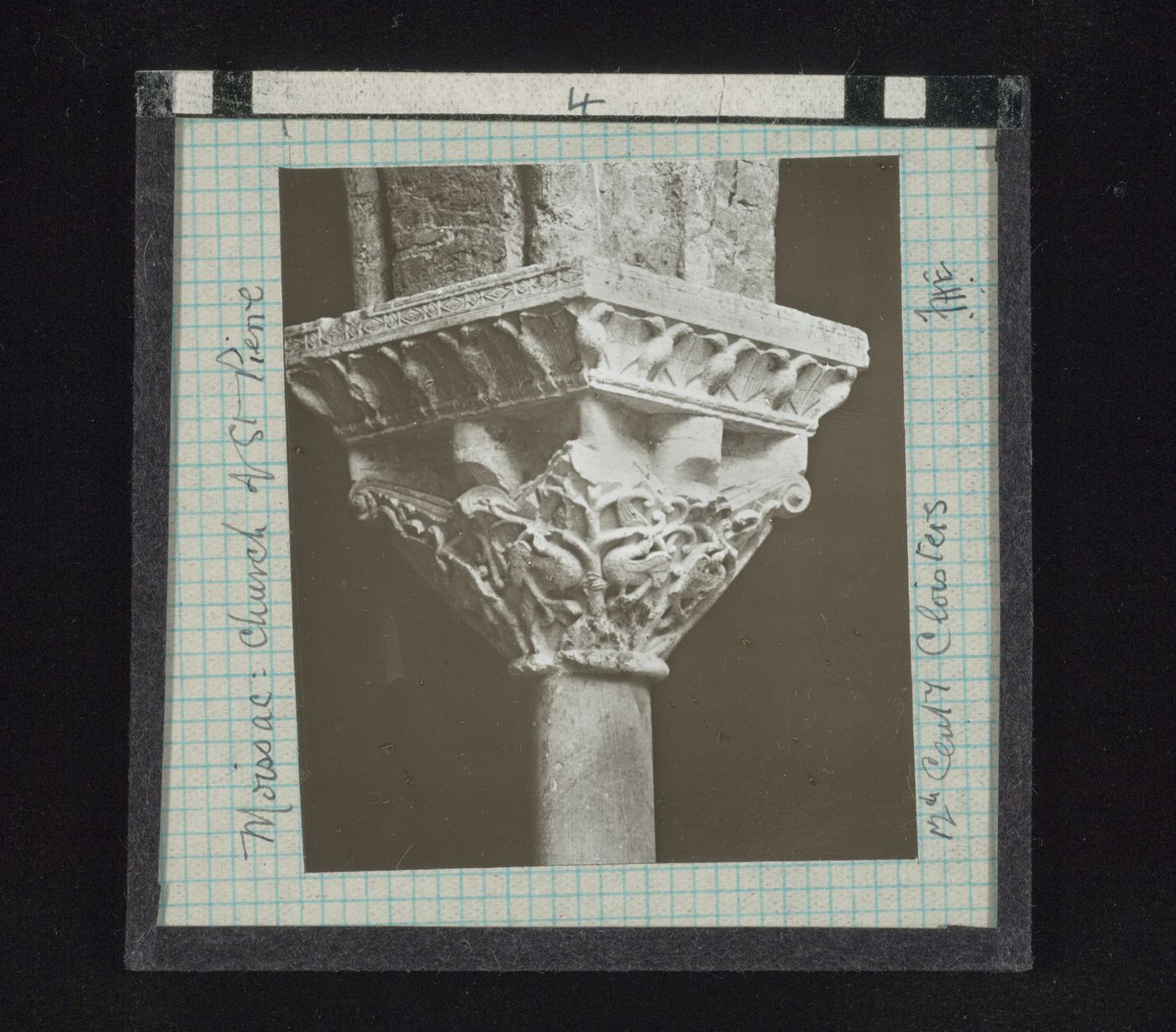 View of capital in cloister of Saint-Pierre Abbey, Moissac, Tarn-et-Garonne, France