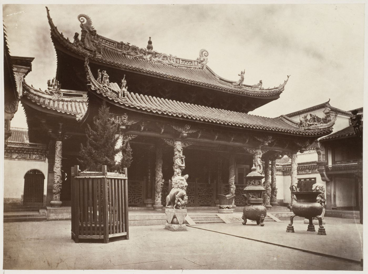 View of the interior court of the Fujian Guild Hall, Ningpo (now Ningbo), China