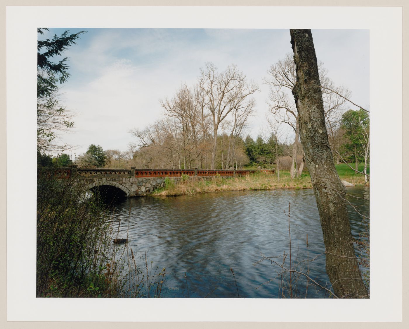 Viewing Olmsted: View of the bridge and pond, Langwater, the Frederick Lothrop Ames Estate, North Easton, Massachusetts