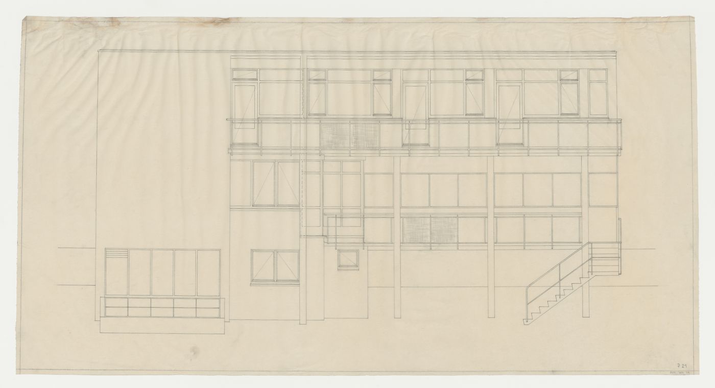 Elevation for Villa Palicka showing the third stage of design, Prague, Czechoslovakia (now Czech Republic)