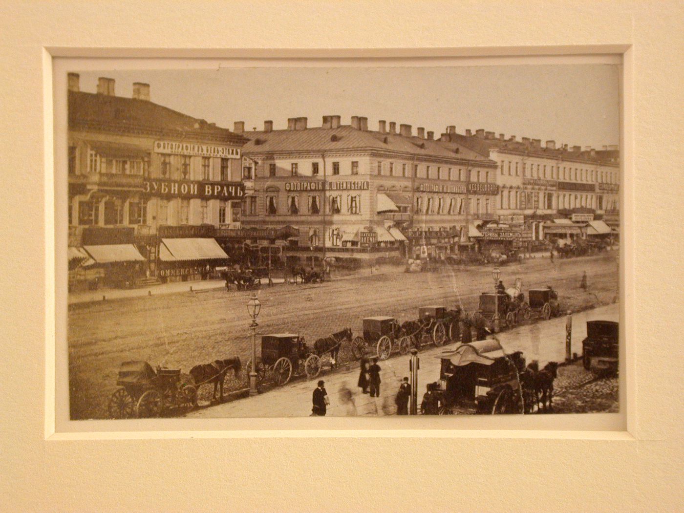 View of Nevski Prospect with carriages in the foreground, Saint Petersburg