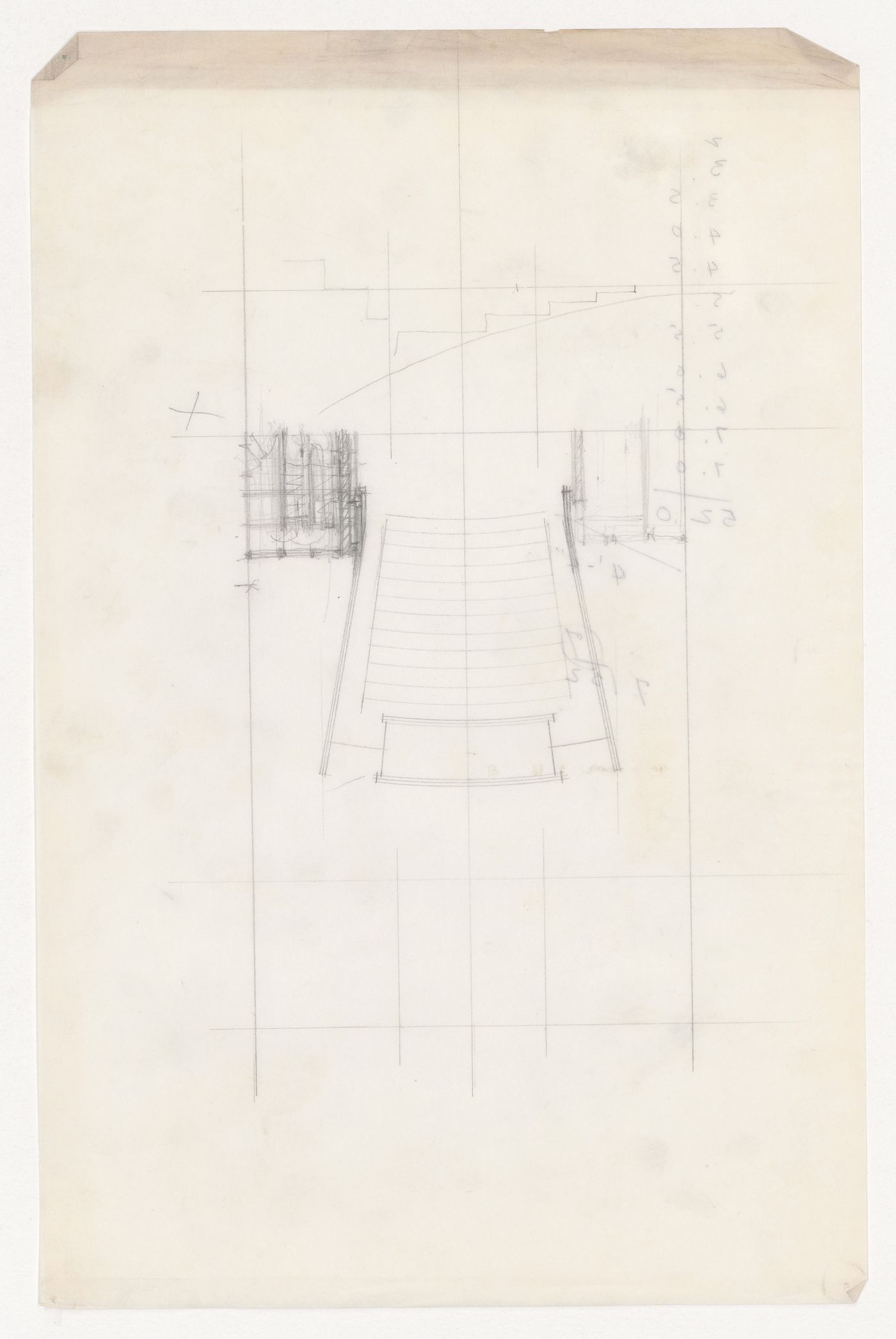 Plan for an auditorium for the Metallurgy Building, Illinois Institute of Technology, Chicago; verso: Calculation, possibly for the Metallurgy Building, Illinois Institute of Technology, Chicago